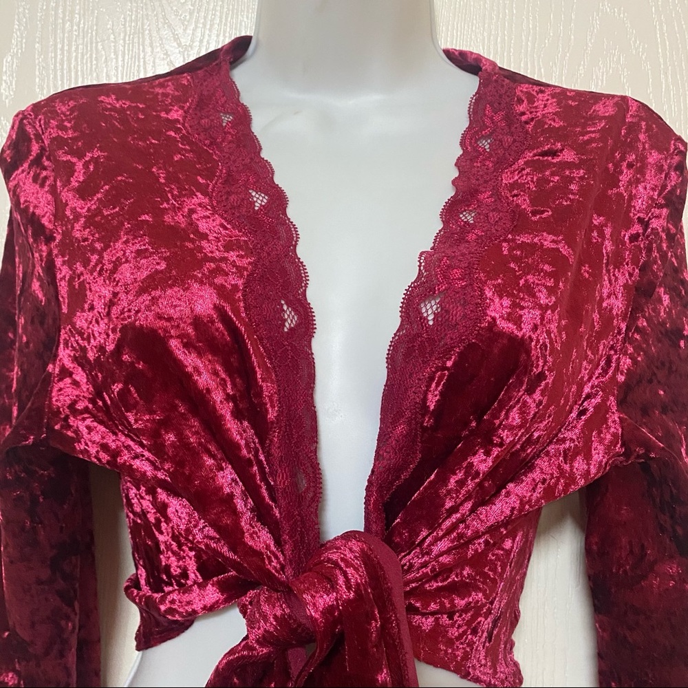 Renaissance Goth Velvet Tie Top Cardigan - Picture 2 of 4